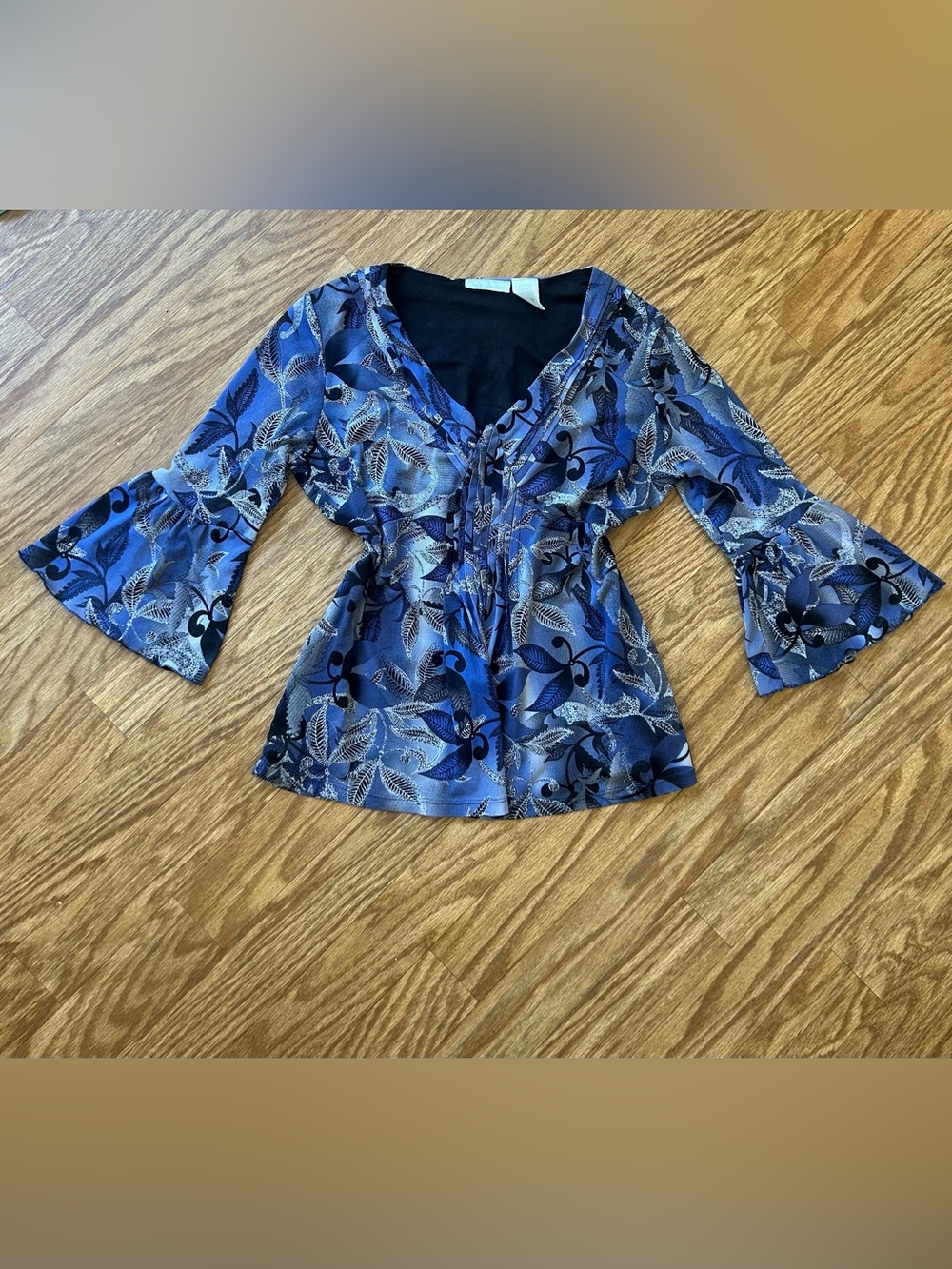Whimsical Blue Floral Top
